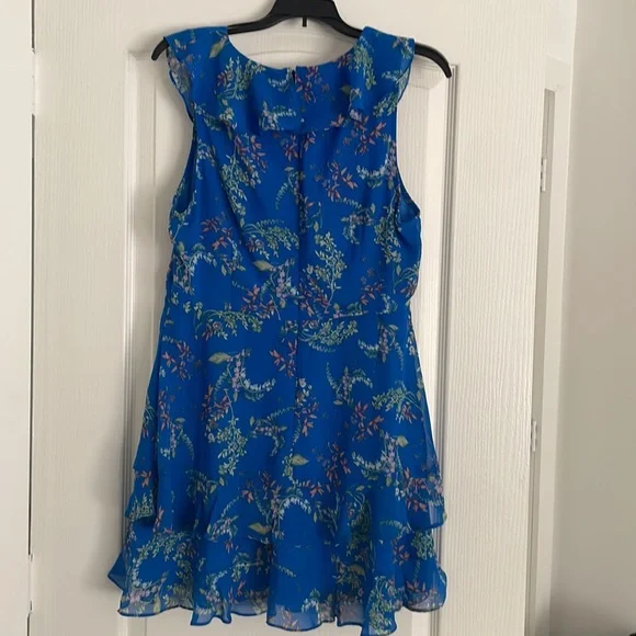 Floral Royal Blue Floral Print Ruffled Mini Dress - Picture 7 of 7